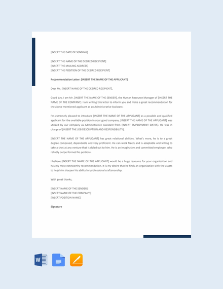 16+ Recommendation Letter Templates