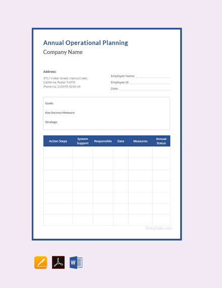 Annual Operational Plan Sample