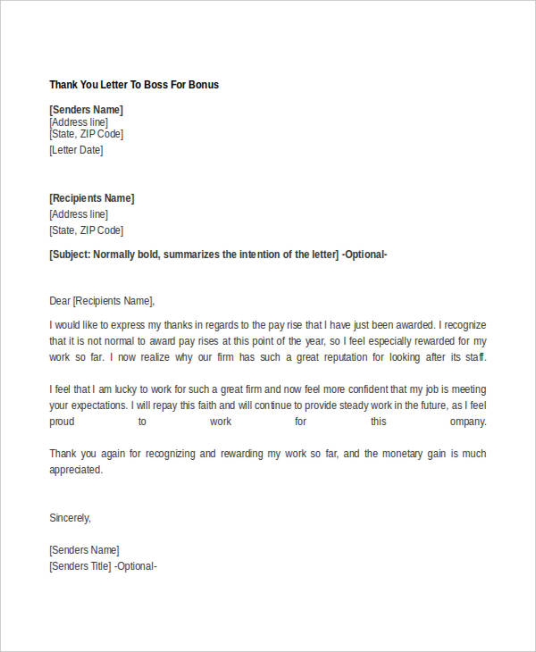 5+ Appreciation Letter to Boss - DOC