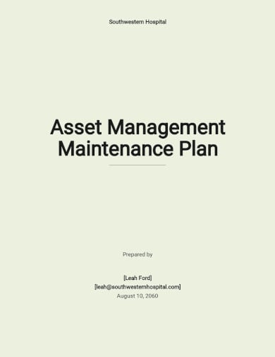 asset management maintenance plan template
