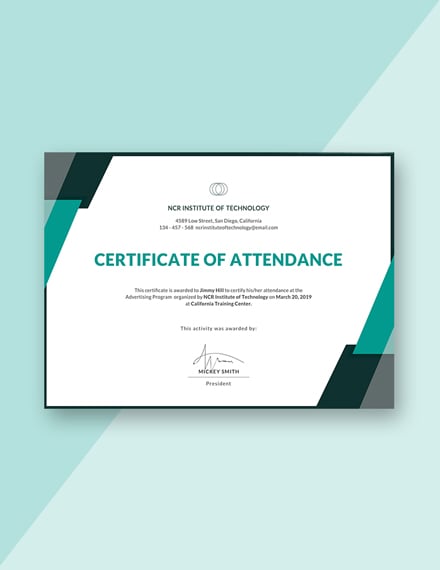 attendance certificate template