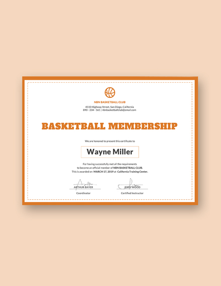 basketball certificate m1x