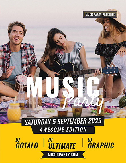 beach music party flyer template