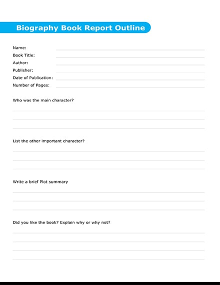 biography book report outline template 440