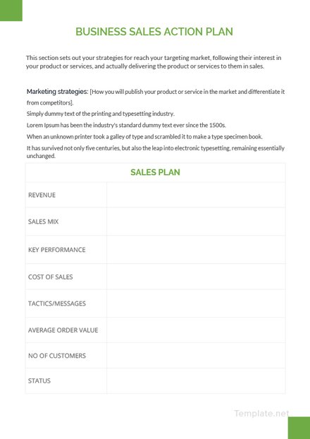 Business Sales Action Plan Template