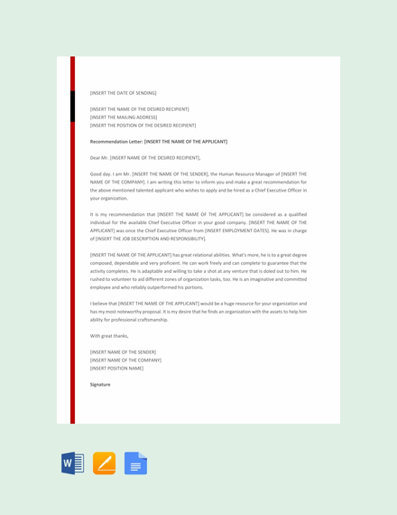 ceo-recommendation-letter-sample