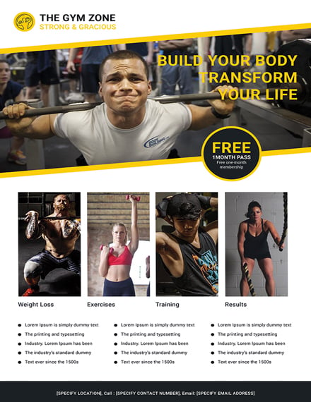 clean gym business poster template