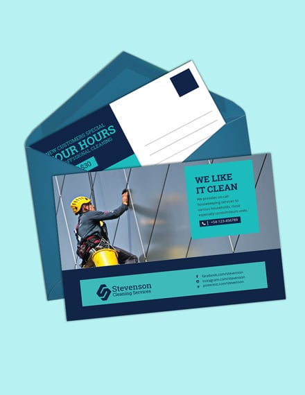 cleaning business postcard template