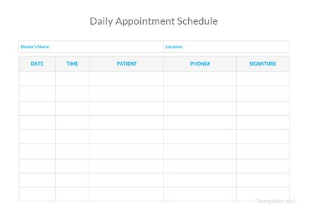 Daily Appointment Schedule Template