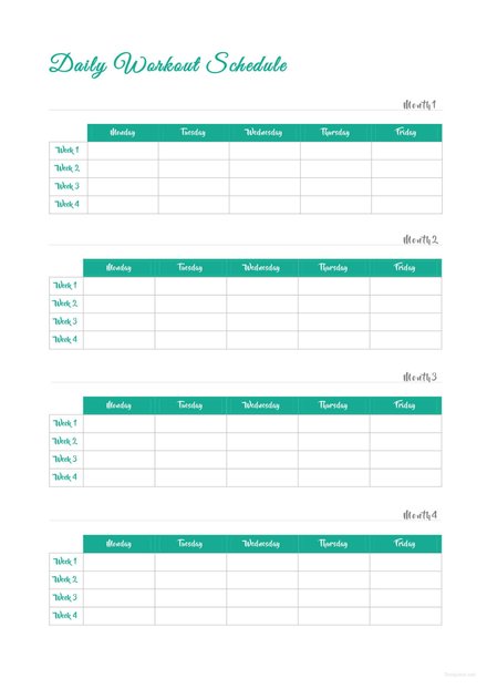 Daily Workout Schedule Template