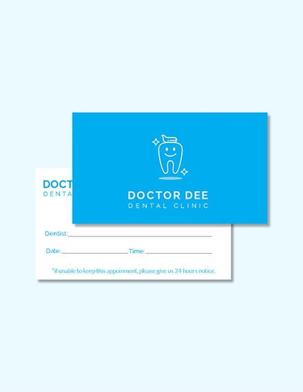 dentist appointment card template