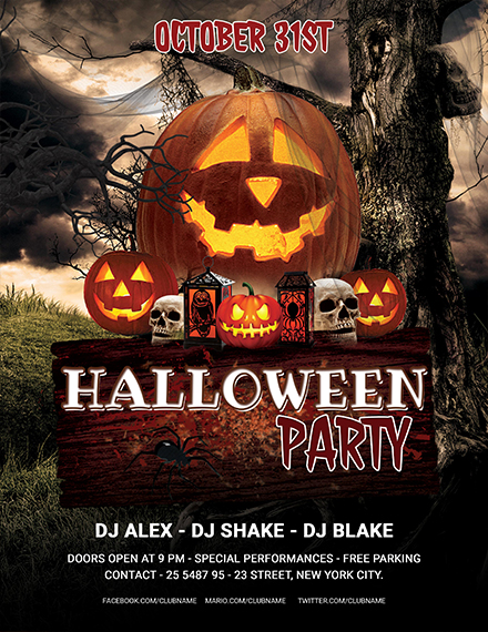 Editable Halloween Party Flyer Template