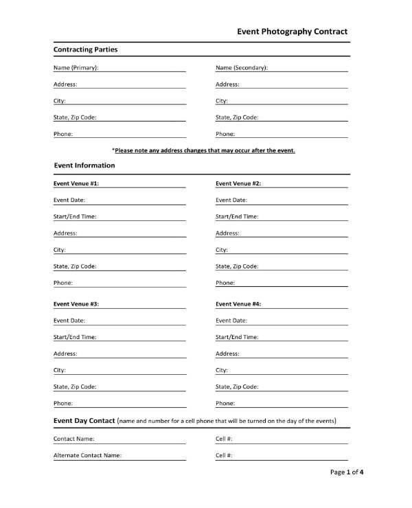 photography contract template pdf