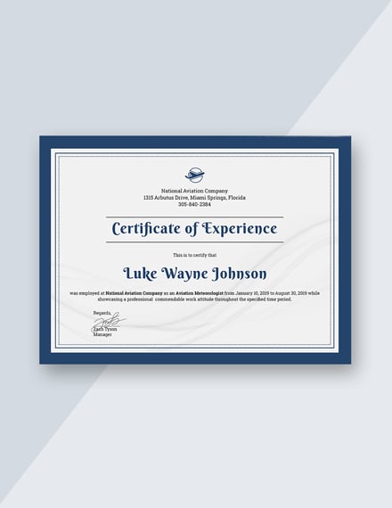 experience certificate template