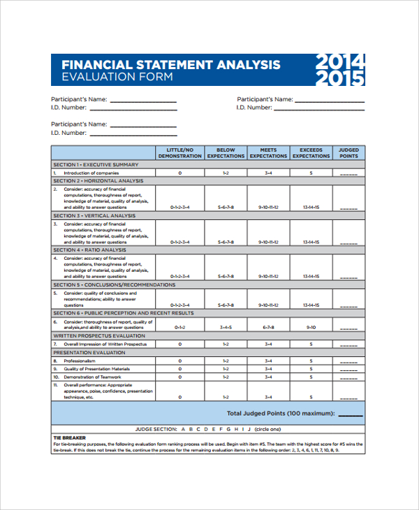 financial statement analysis evaluation template