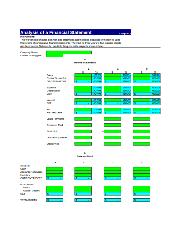 financial statement analysis in excel