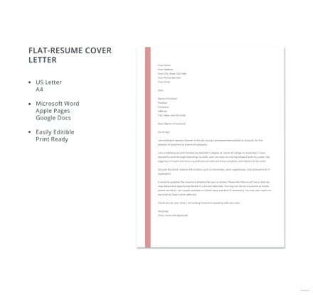 flat resume cover letter template