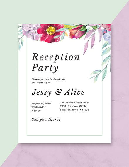 floral wedding reception program template