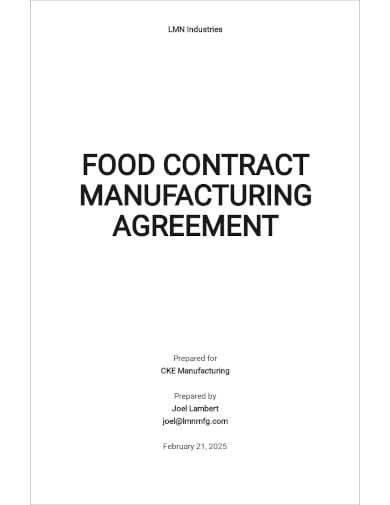 food contract manufacturing agreement template