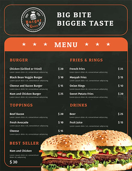 free-burger-menu-template