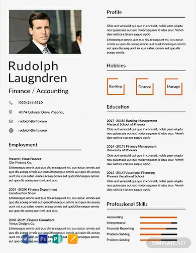 free-finance-resume-template