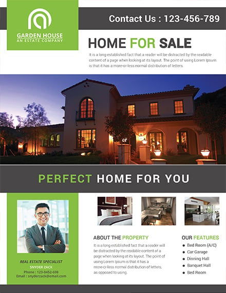 free home sale real estate flyer template