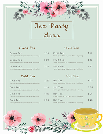 free-tea-party-menu-template