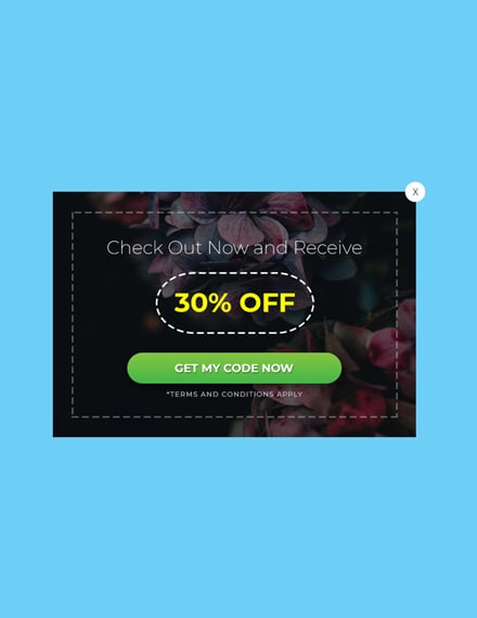 free website coupon pop up template