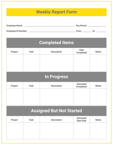 Free Weekly Report Template