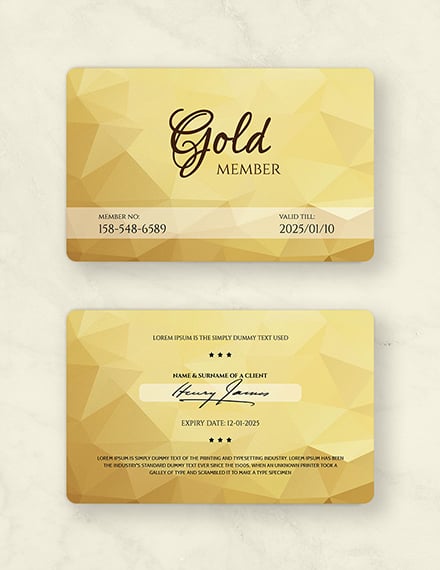 gold membership card template