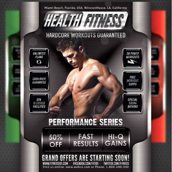 health fitness performance flyer template