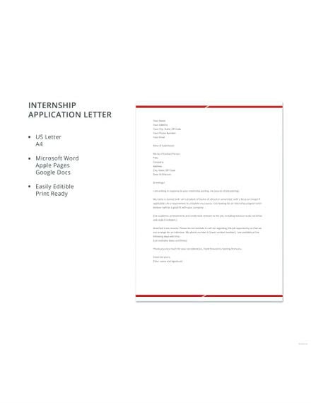 internship application letter template