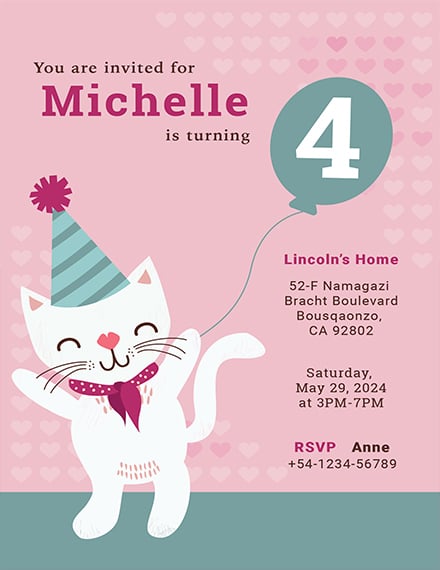 kitty birthday invitation template