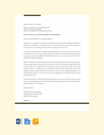 16+ Recommendation Letter Templates