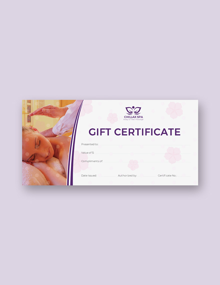 massage gift certificate template