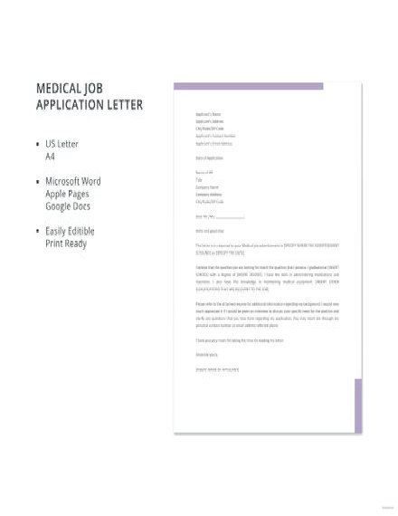 medical job application letter sample