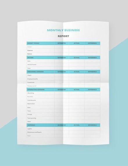 monthly business management report template 440x600