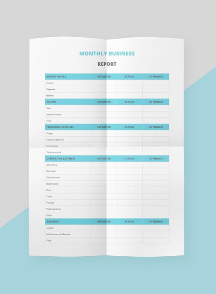 Monthly Business Management Report Template
