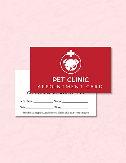 pet clinic appointment card template