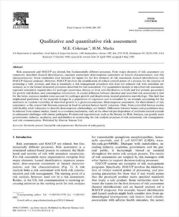 quantitative and qualitative risk analysis