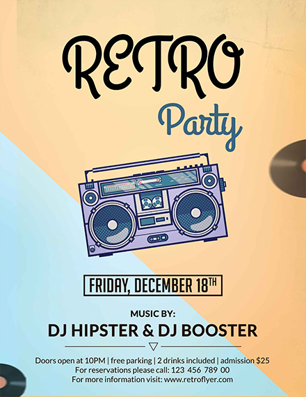 retro grunge party flyer template