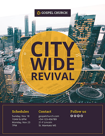 revival city church flyer template