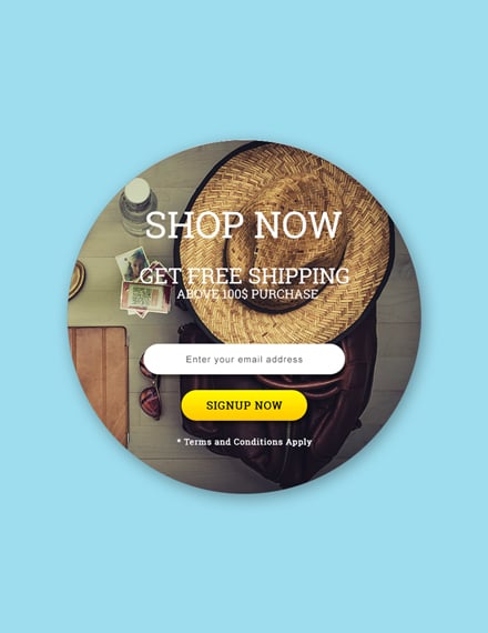 round shop now pop up template