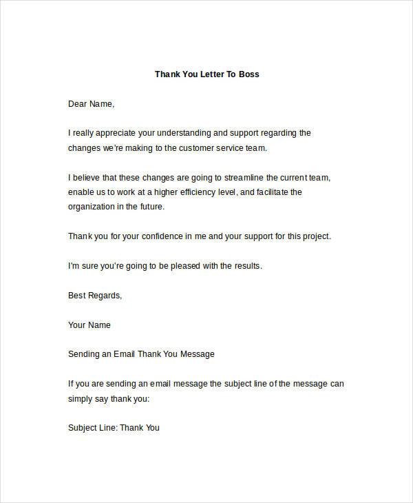 sample appreciation letter to boss