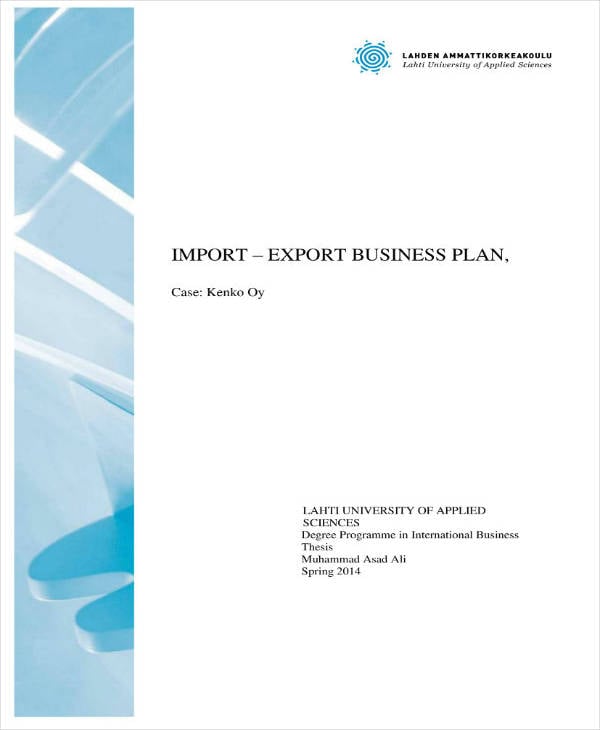 export business plan example