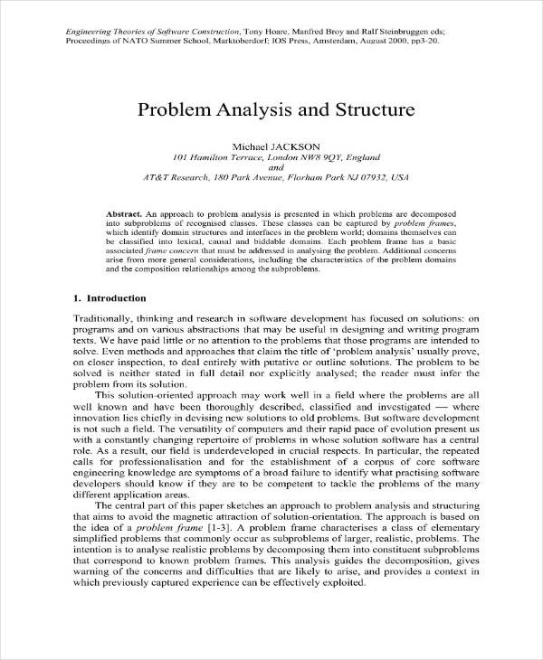 4+ Problem Analysis Templates - PDF