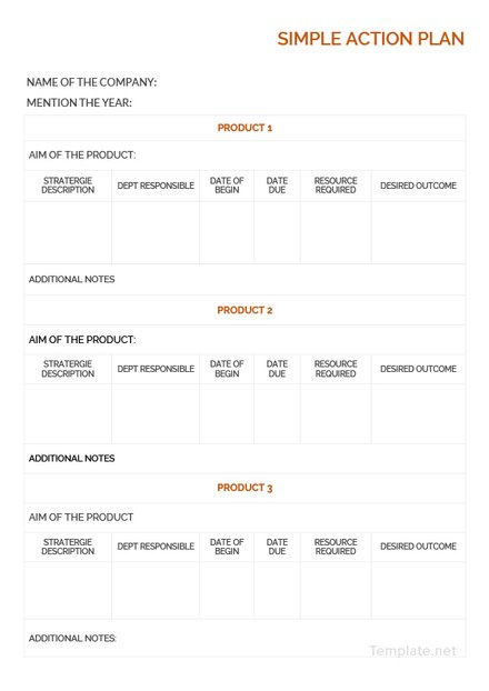 Simple Action Plan Template