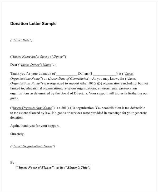 simple appreciation letter for donation