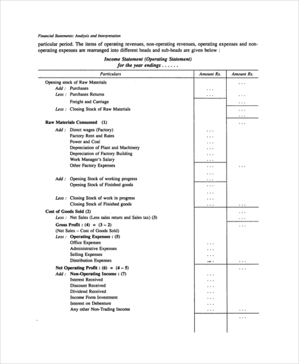 Financial Statement Analysis Template ~ Excel Templates 0514