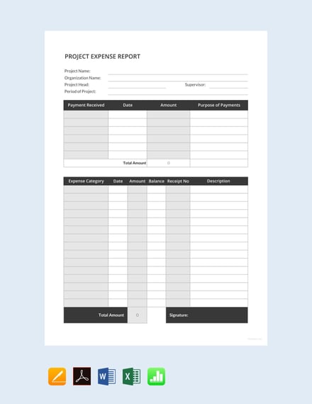 simple project expense report template